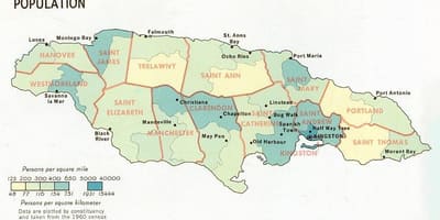 人口的地图，牙买加