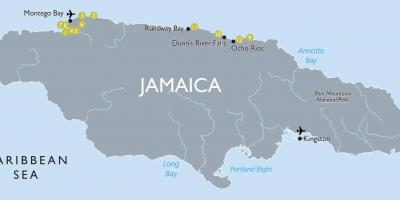 地图上的牙买加的机场