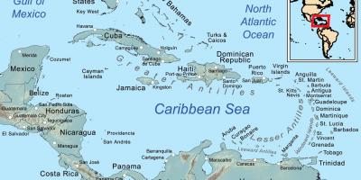 地图牙买加和周围的岛屿