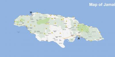 地图上的牙买加的机场和度假村